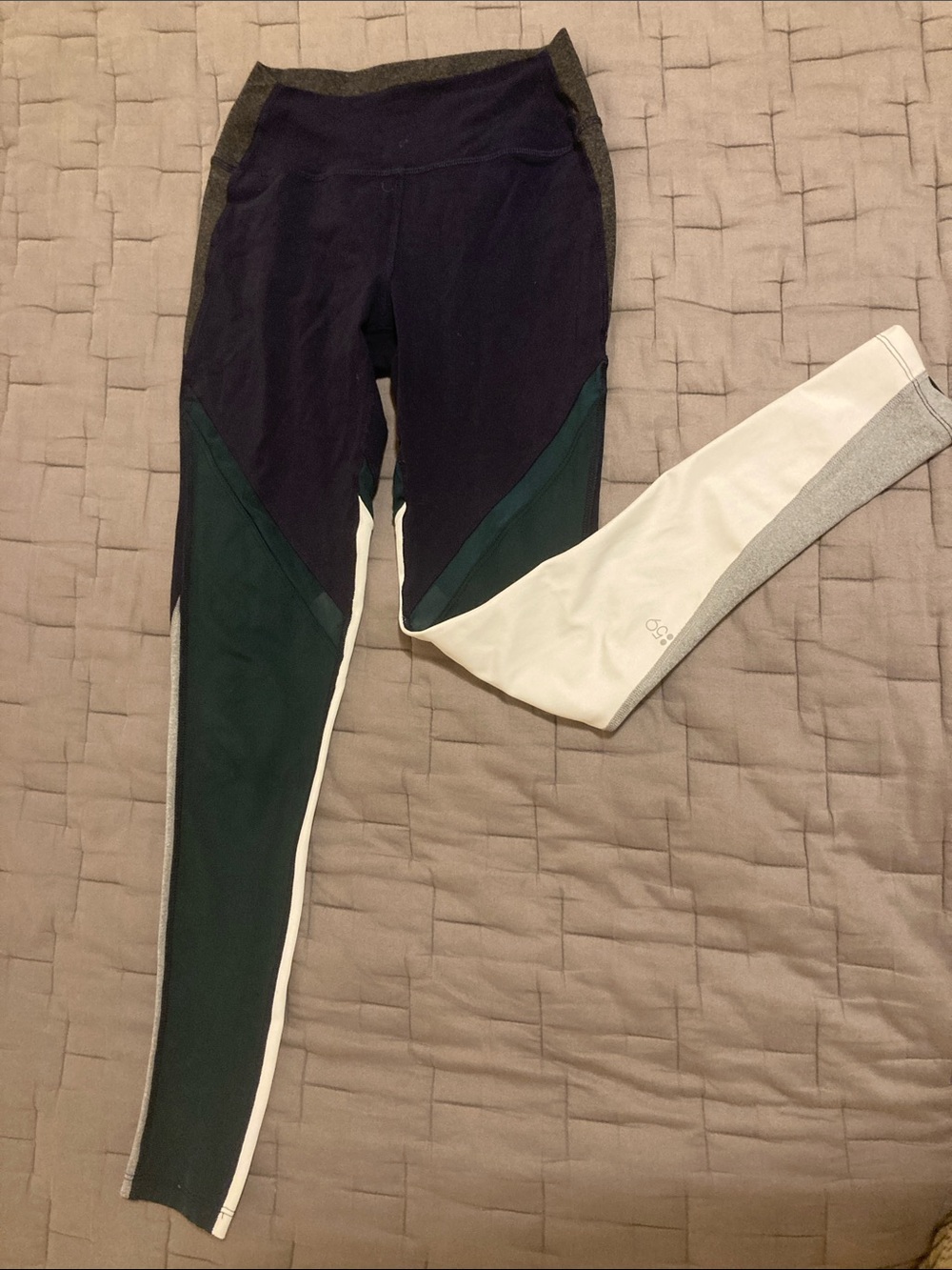 Splits59 Navy, Charcoal and Forest Green and White Athletic Leggings